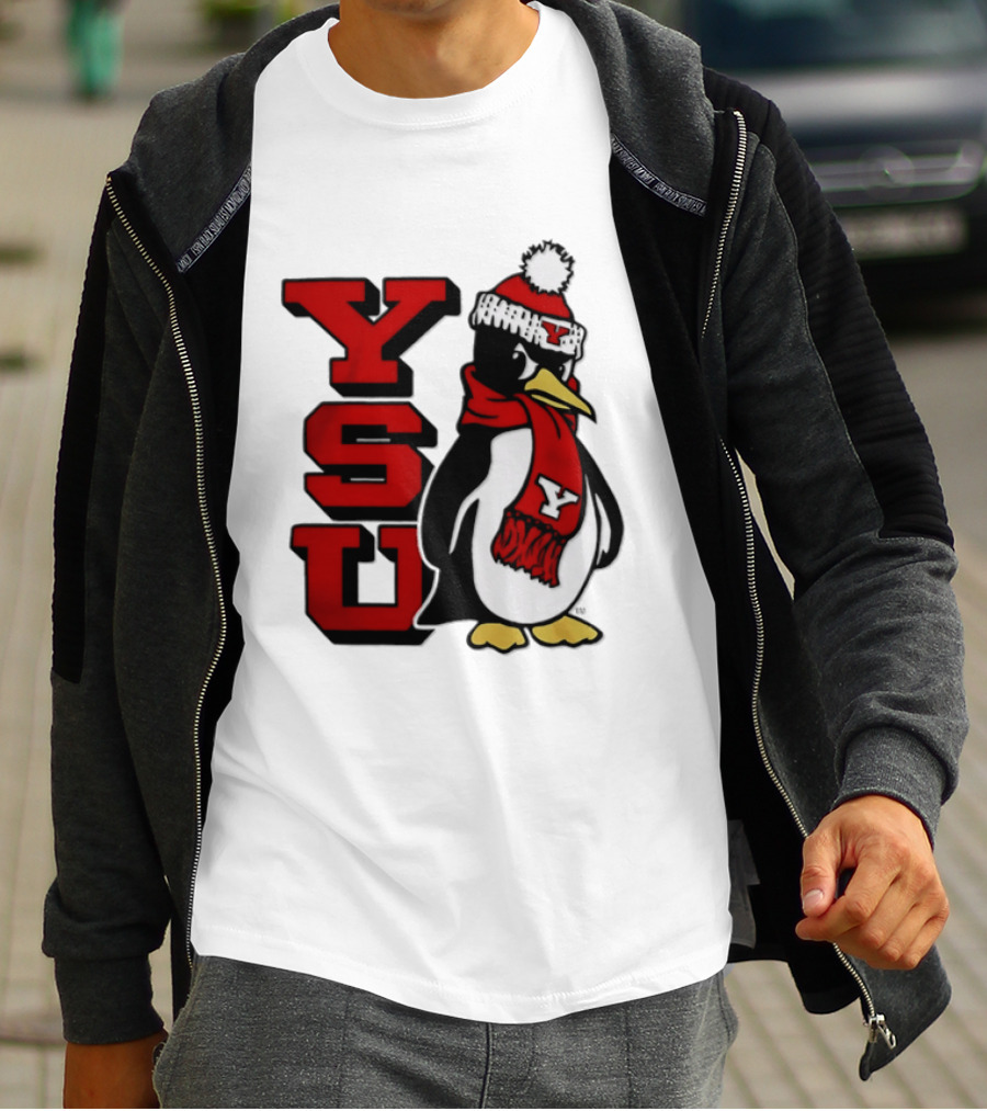 Youngstown State University YSU Penguin Winter Hat Scarf T-Shirt