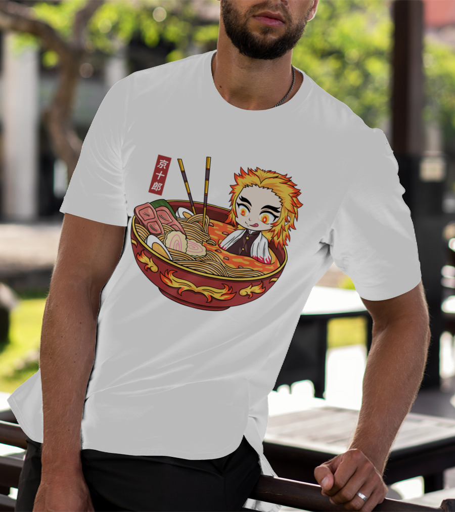 Kimetsu No Yaiba Demon Slayer Rengoku In Ramen Bowl Anime T-Shirt