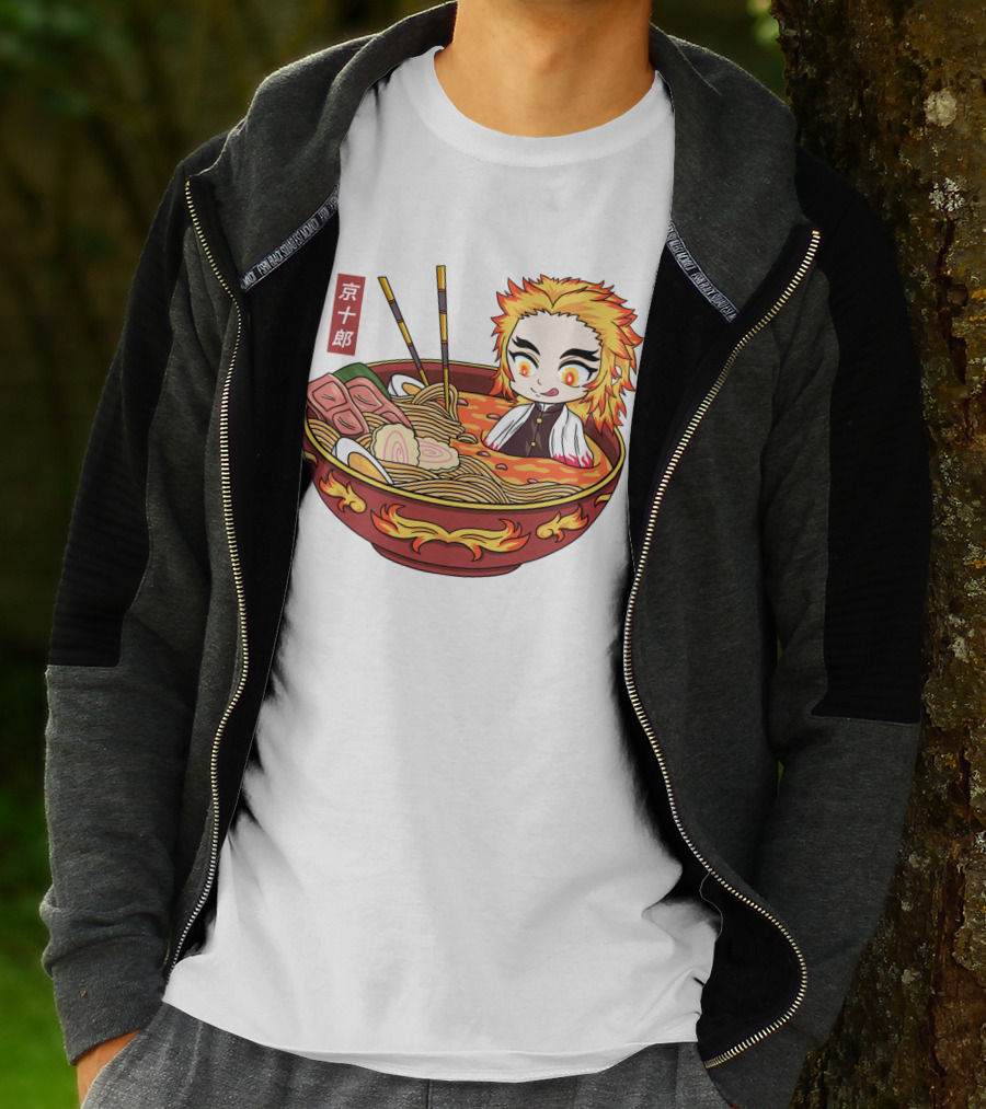 Kimetsu No Yaiba Demon Slayer Rengoku In Ramen Bowl Anime T-Shirt