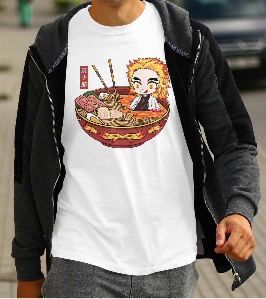 Kimetsu No Yaiba Demon Slayer Rengoku In Ramen Bowl Anime T-Shirt