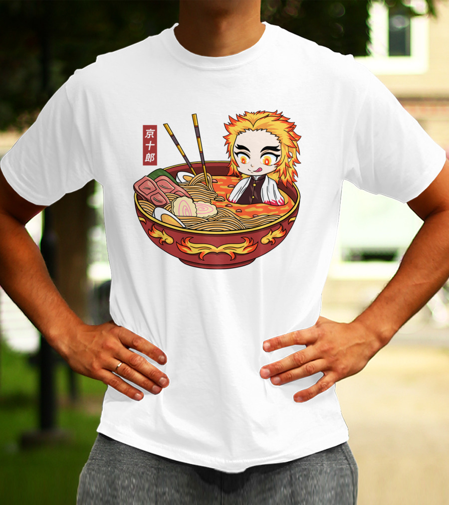 Kimetsu No Yaiba Demon Slayer Rengoku In Ramen Bowl Anime T-Shirt