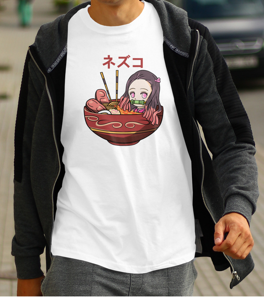 Nezuko Ramen Bowl Kimetsu No Yaiba Demon Slayer Character T-Shirt