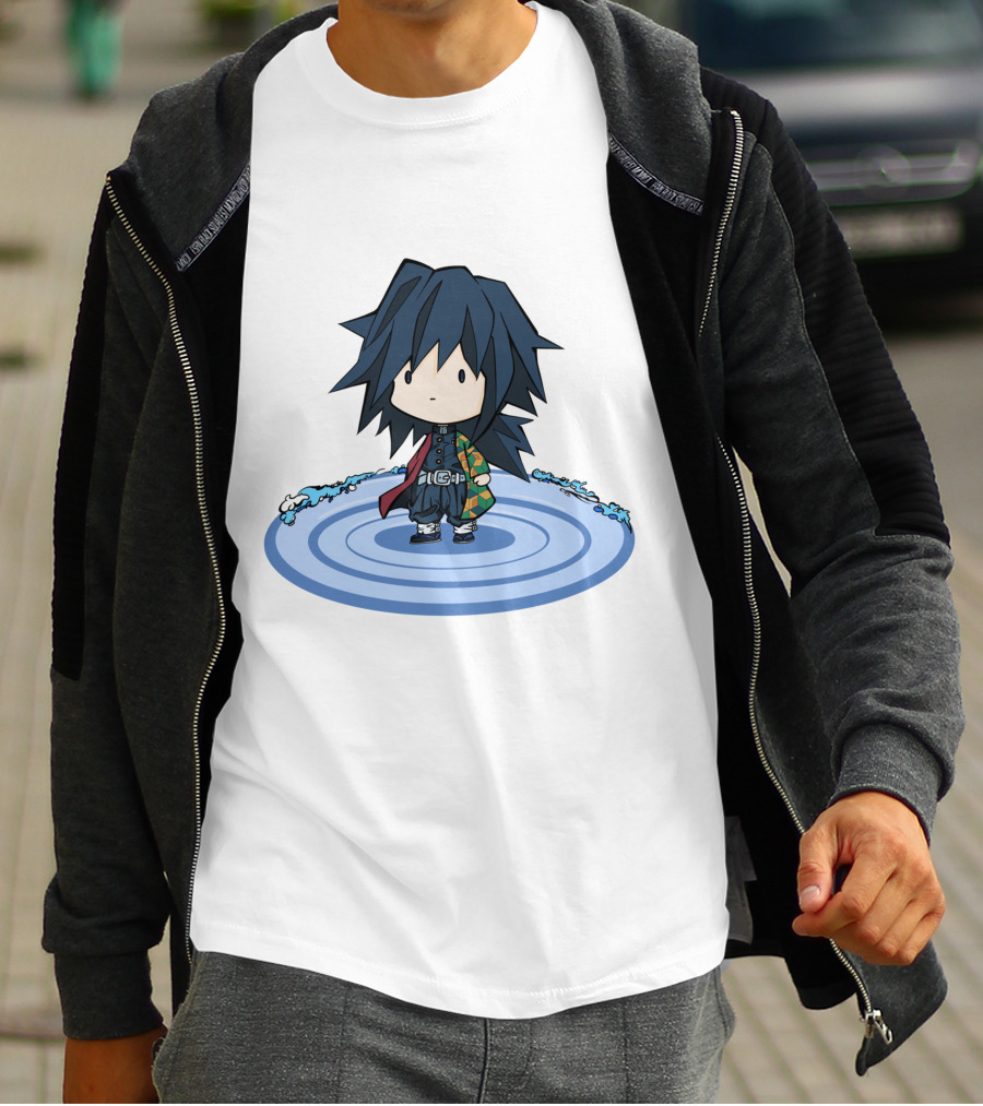 Giyu Tomioka Chibi Character Water Circle Kimetsu No Yaiba Demon Slayer T-Shirt