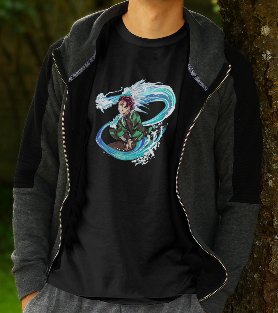 Demon Slayer Kimetsu No Yaiba Tanjiro Kamado Water Breathing Technique Dragon Wave T-Shirt