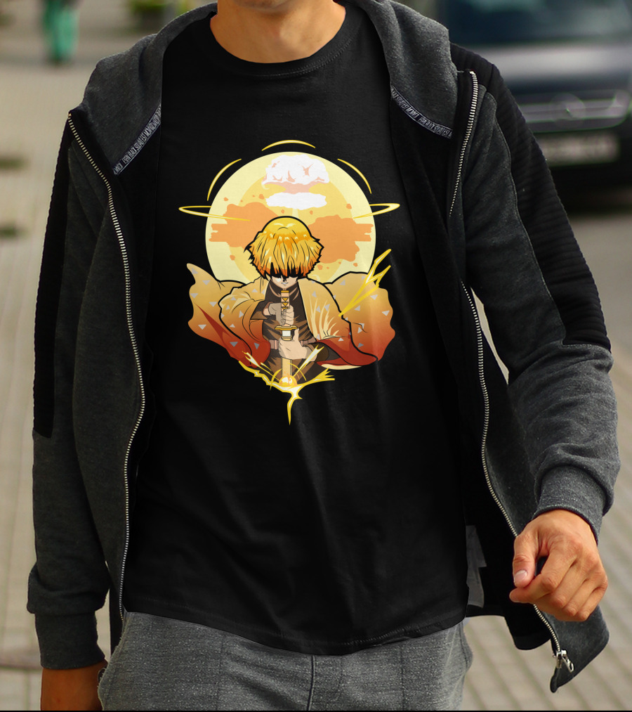 Demon Slayer Kimetsu No Yaiba Zenitsu Thunder Breathing Lightning Style Aura T-Shirt