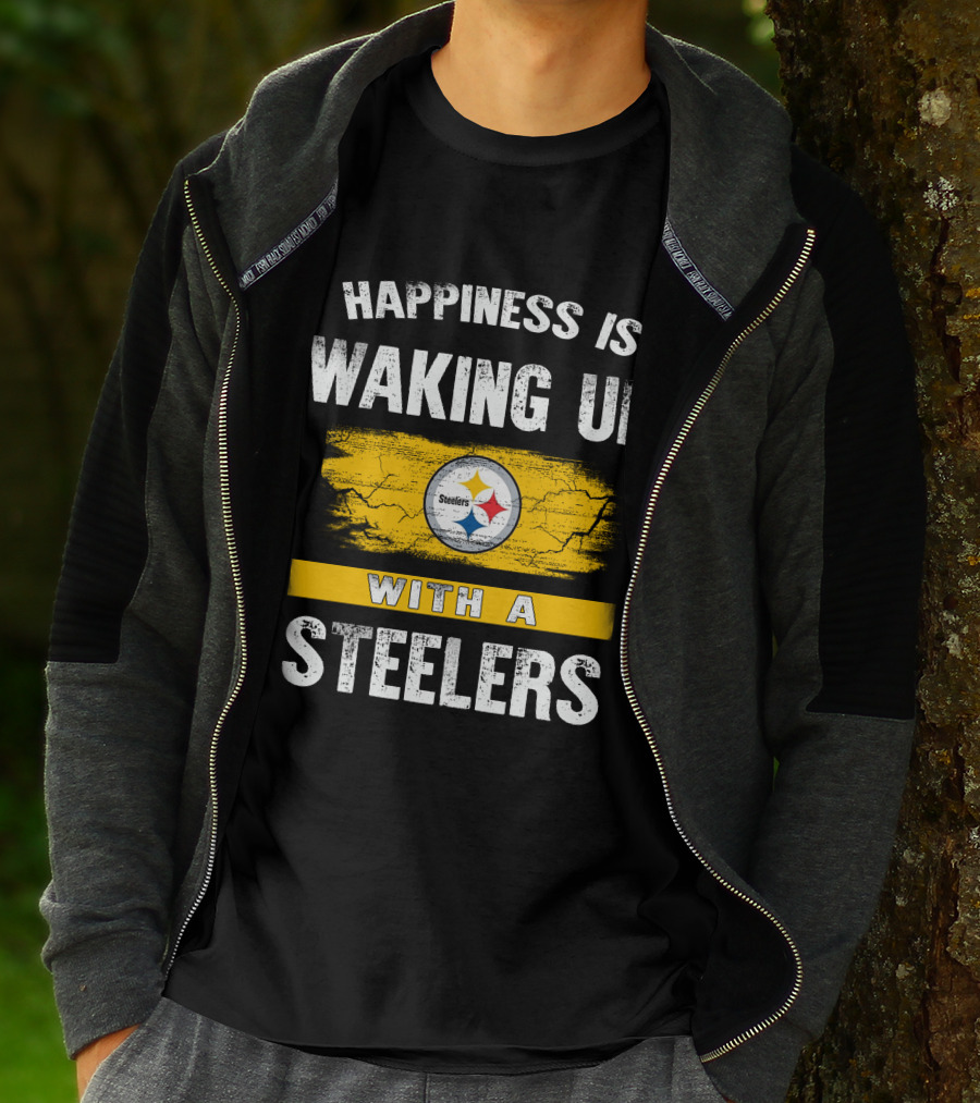 Happiness Is Waking Up With A Steelers Pittsburgh Steelers T-Shirt