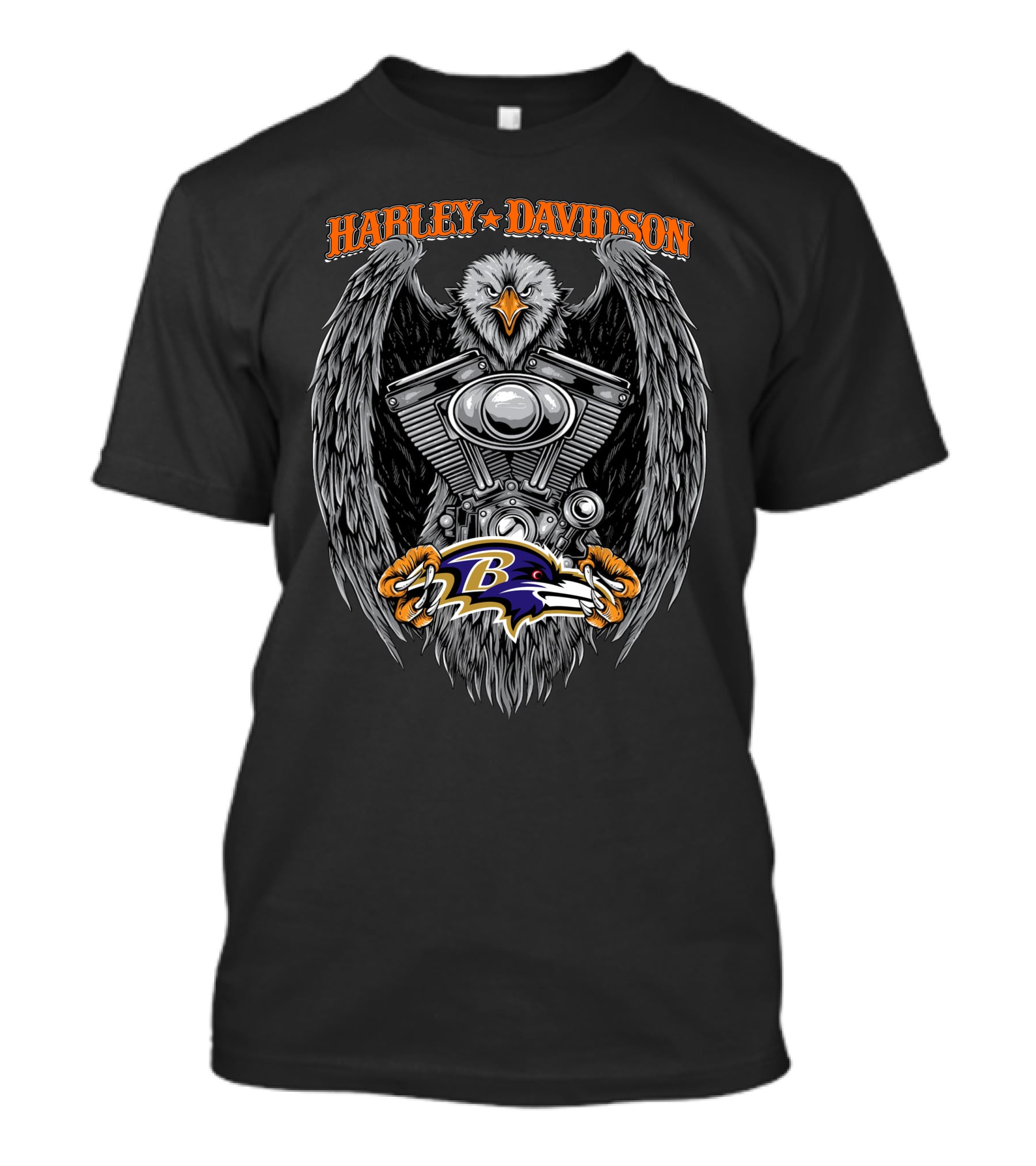 Harley Davidson Eagle Engine Baltimore Ravens T-Shirt