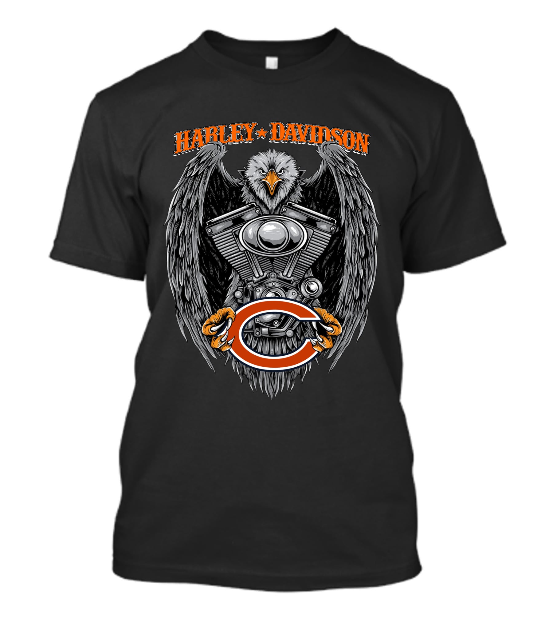Harley Davidson Chicago Bears Eagle And Engine T-Shirt