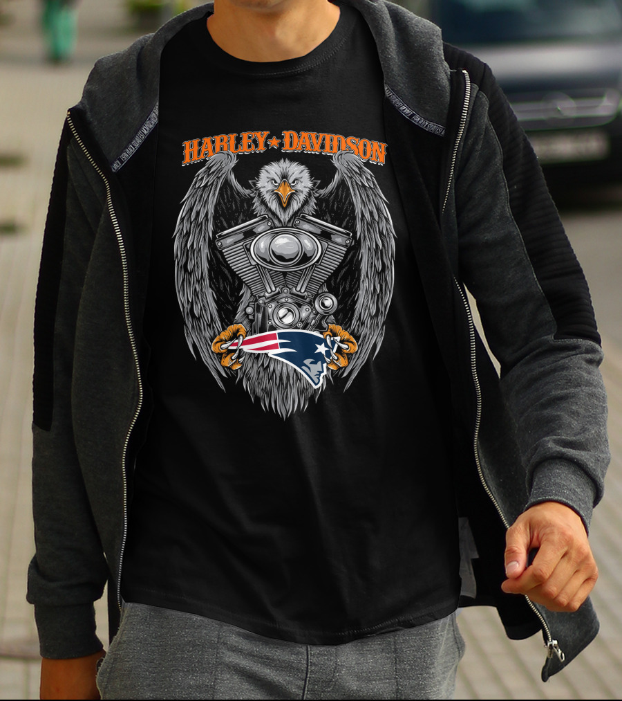 Harley Davidson New England Patriots Eagle Engine T-Shirt