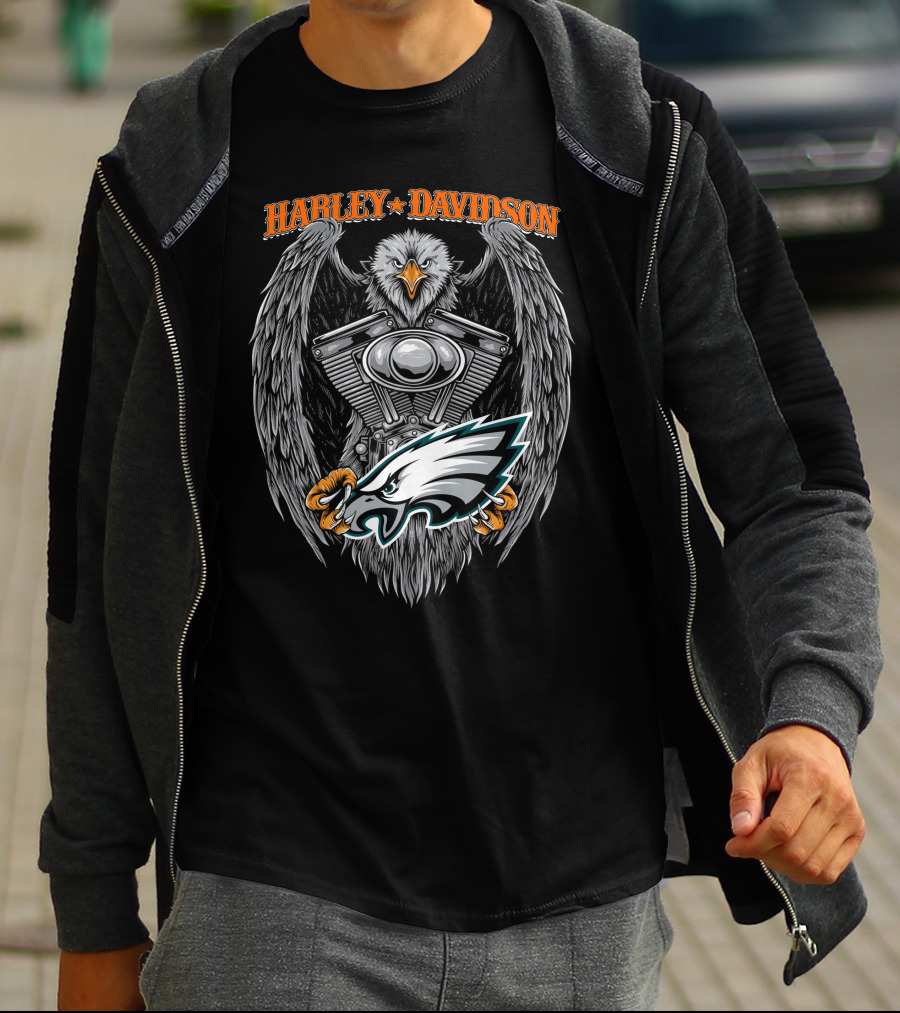 Harley Davidson Philadelphia Eagles Engine Eagle T-Shirt