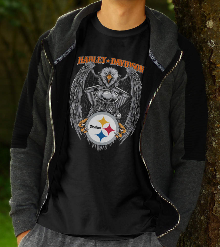 Harley Davidson Eagle Pittsburgh Steelers Collaboration T-Shirt
