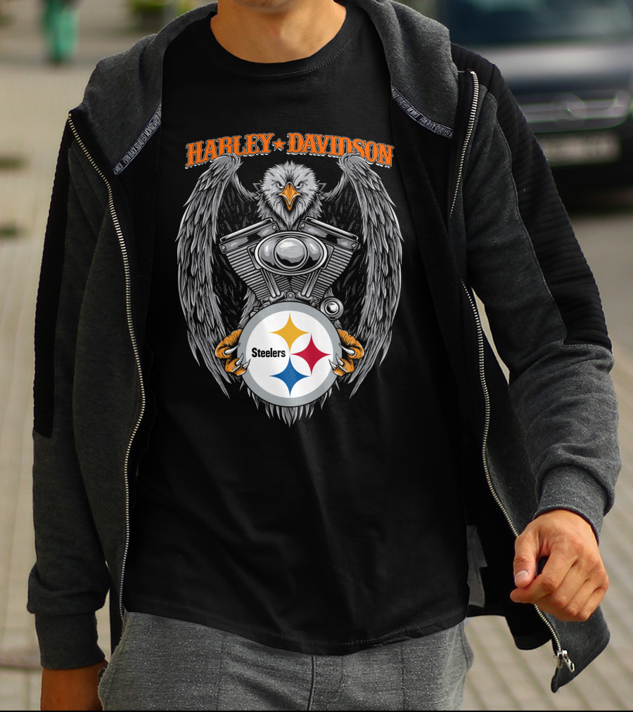 Harley Davidson Eagle Pittsburgh Steelers Collaboration T-Shirt