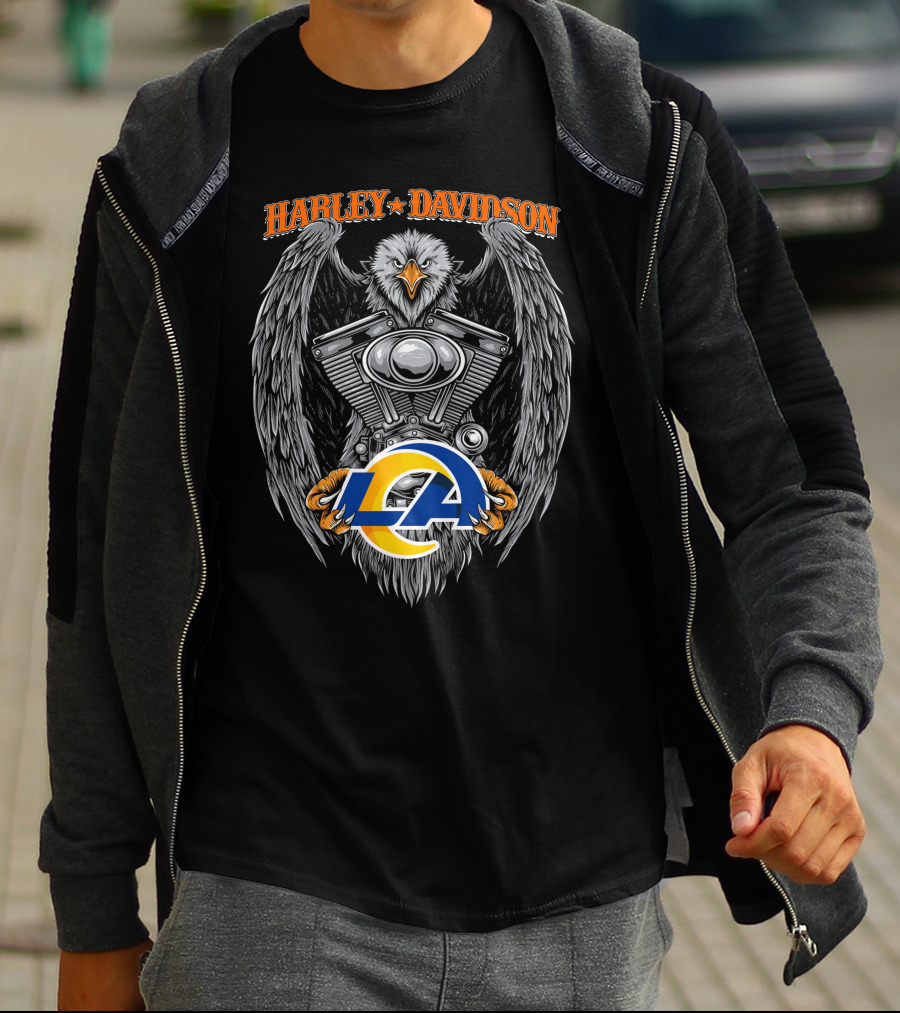 Harley Davidson Eagle Engine Los Angeles Rams T-Shirt