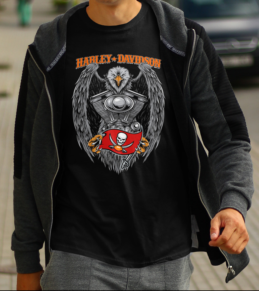 Harley Davidson Tampa Bay Buccaneers Engine Eagle T-Shirt