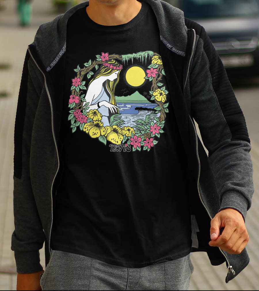 Levis Nature Goddess Tropical Paradise Scene T-Shirt