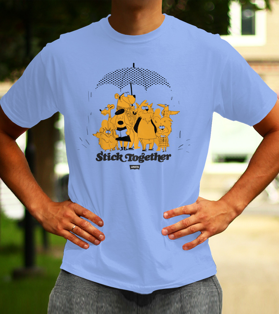 Stick Together Levi's Umbrella Animal Friends Collaboration T-Shirt