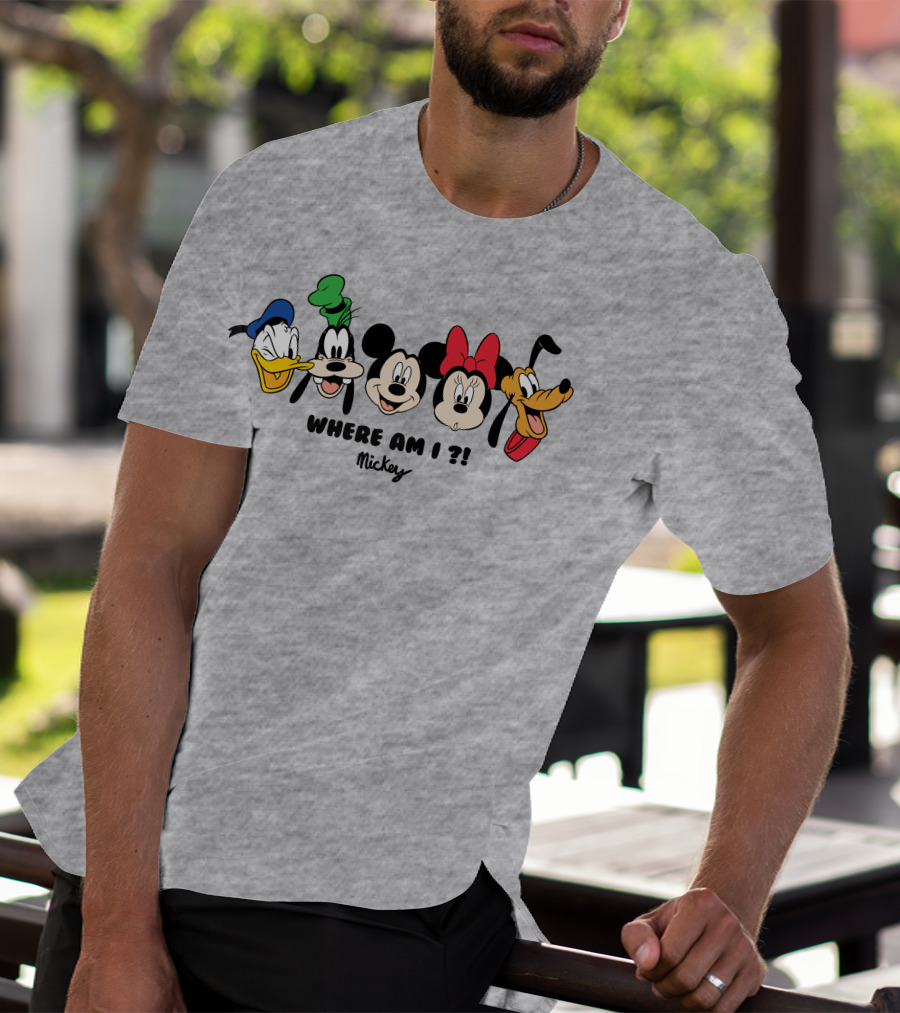 Mickey Donald Goofy Minnie Pluto Where Am I ? T-Shirt