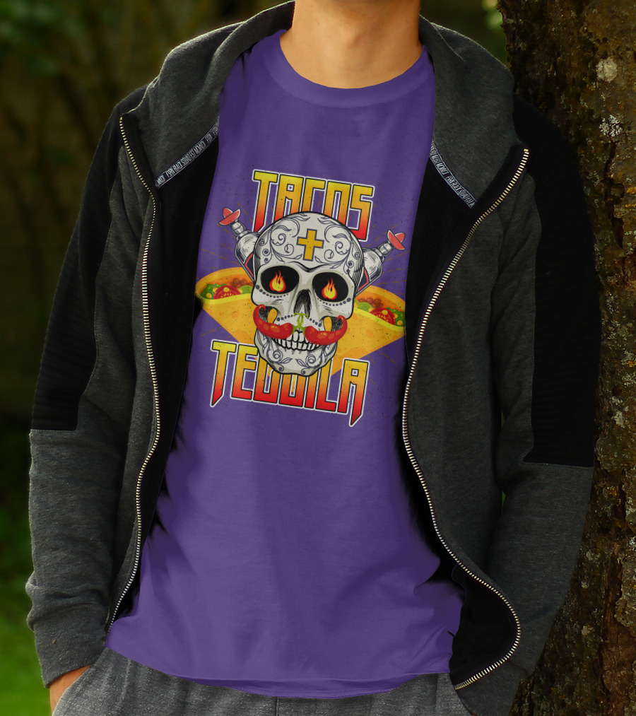 Tacos Tequila Skull Mexican Cuisine Party T-Shirt
