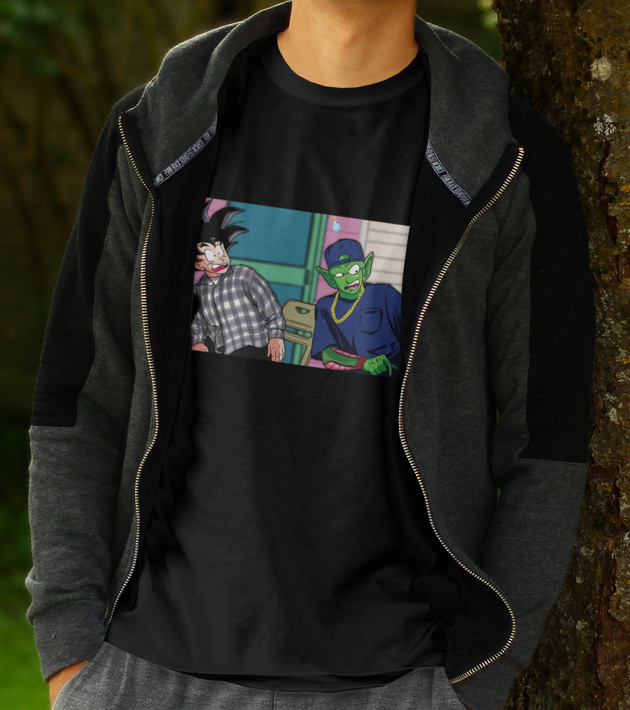 Goku And Piccolo Damn Friday Crossover Plaid Shirt Gold Chain Hat T-Shirt
