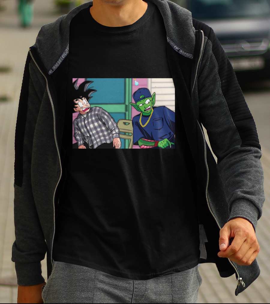 Goku And Piccolo Damn Friday Crossover Plaid Shirt Gold Chain Hat T-Shirt