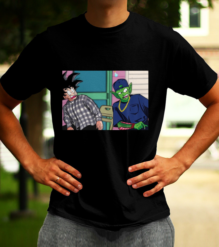Goku And Piccolo Damn Friday Crossover Plaid Shirt Gold Chain Hat T-Shirt