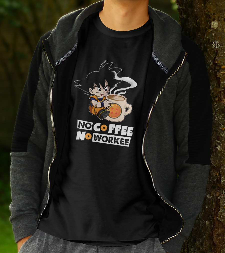 Kid Goku No Coffee No Workee Dragon Ball Mug T-Shirt