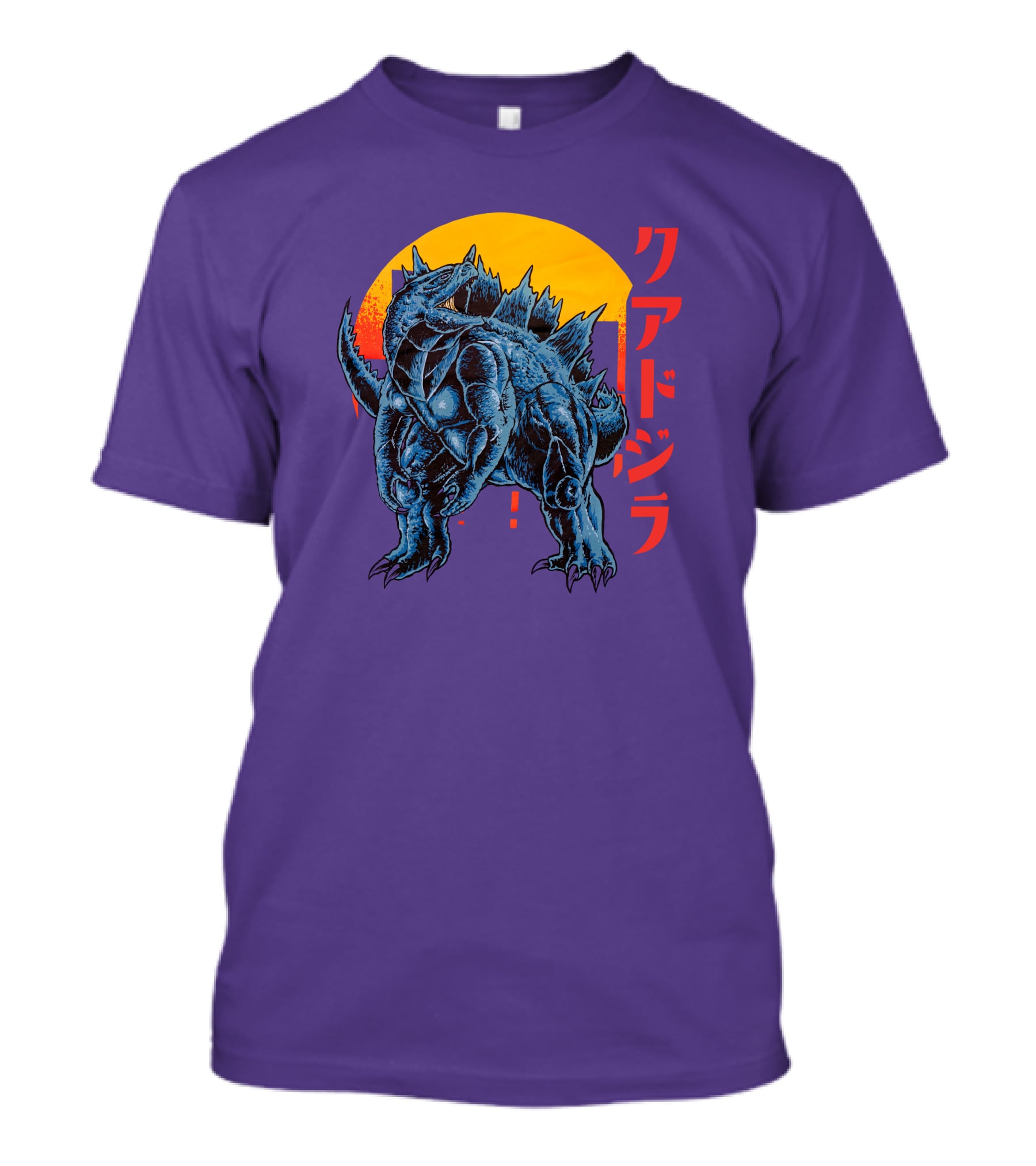 Raging Tobey Raskolapparel Quadzilla Kaiju Monster Retro Sunset Kanji T-Shirt