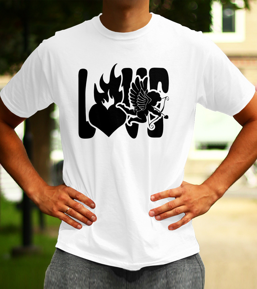 Benny Soliven Love Black Cupid Heart Flame T-Shirt