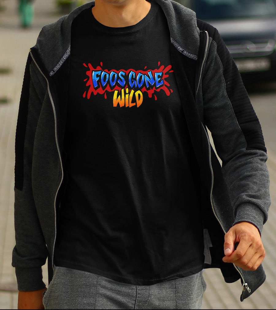 The Hyv Shop Foos Gone Wild Blue And Orange Text Splash T-Shirt