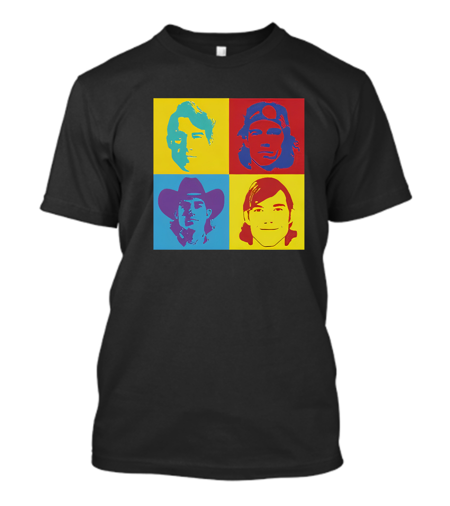 Danny Duncan Merch Pop Art Style 4 Faces Black T-Shirt