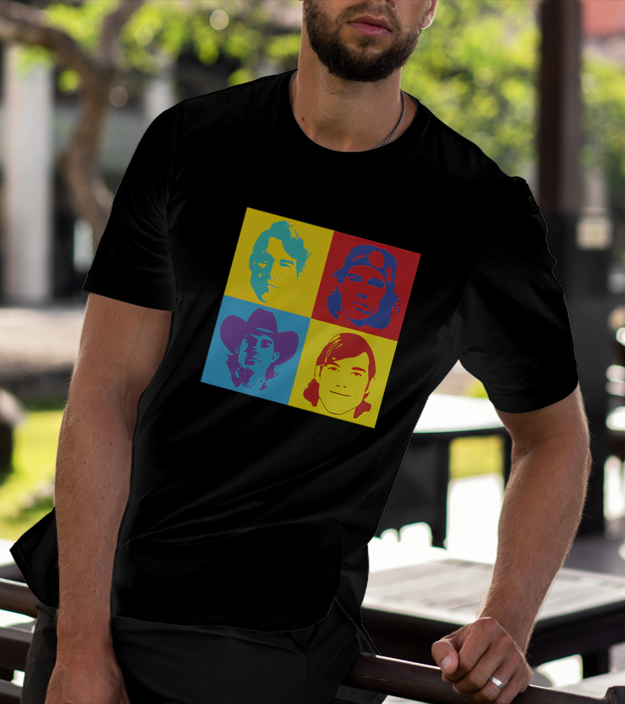 Danny Duncan Merch Pop Art Style 4 Faces Black T-Shirt