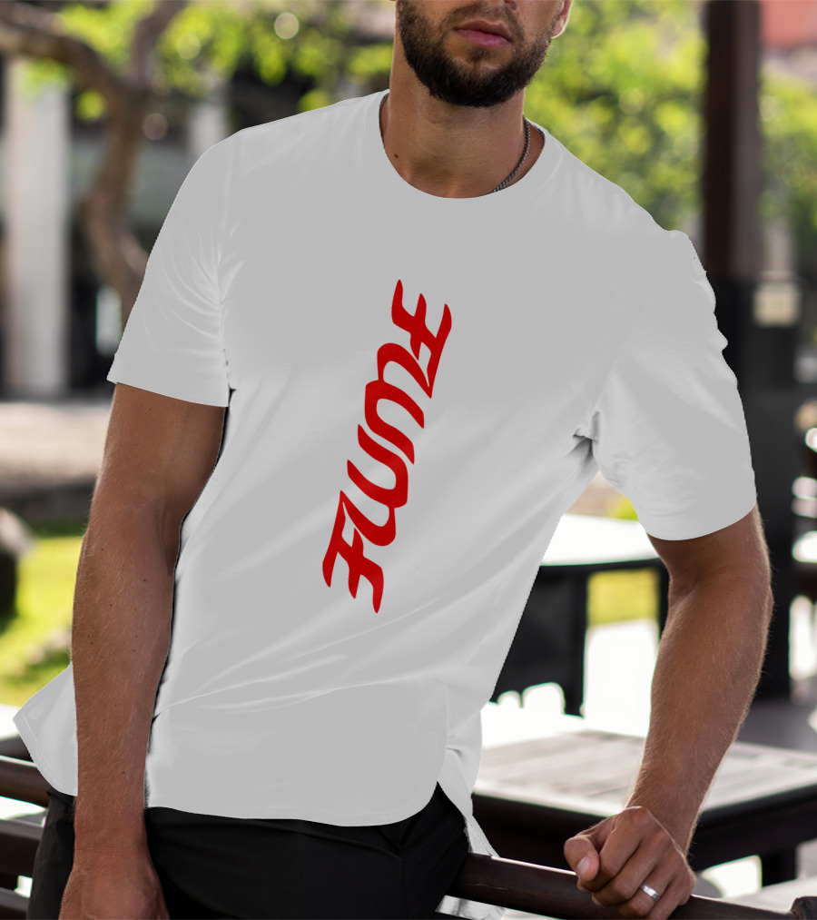 Flume Red Vertical Text Logo Merch T-Shirt