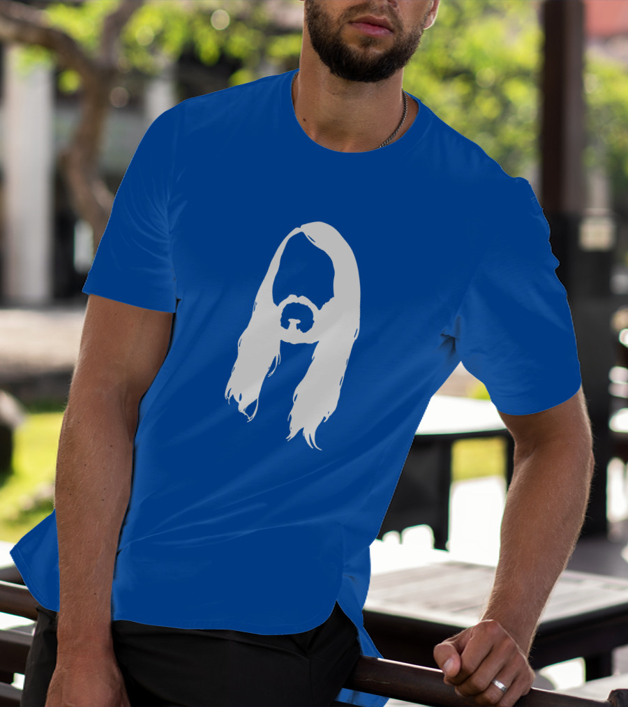 Moist Merch Charlie Head Silhouette Long Hair Blue T-Shirt