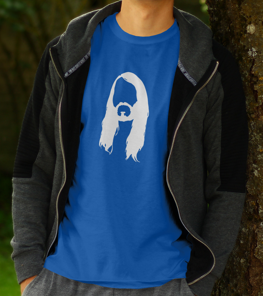 Moist Merch Charlie Head Silhouette Long Hair Blue T-Shirt