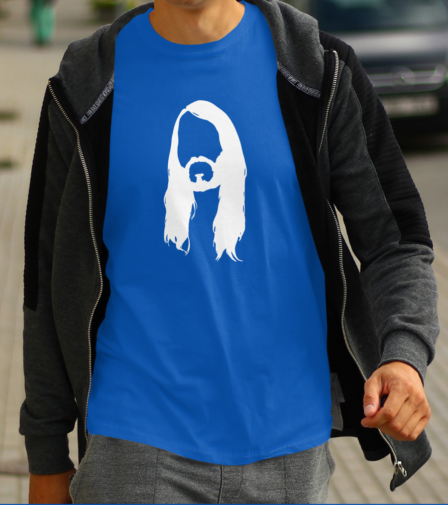Moist Merch Charlie Head Silhouette Long Hair Blue T-Shirt