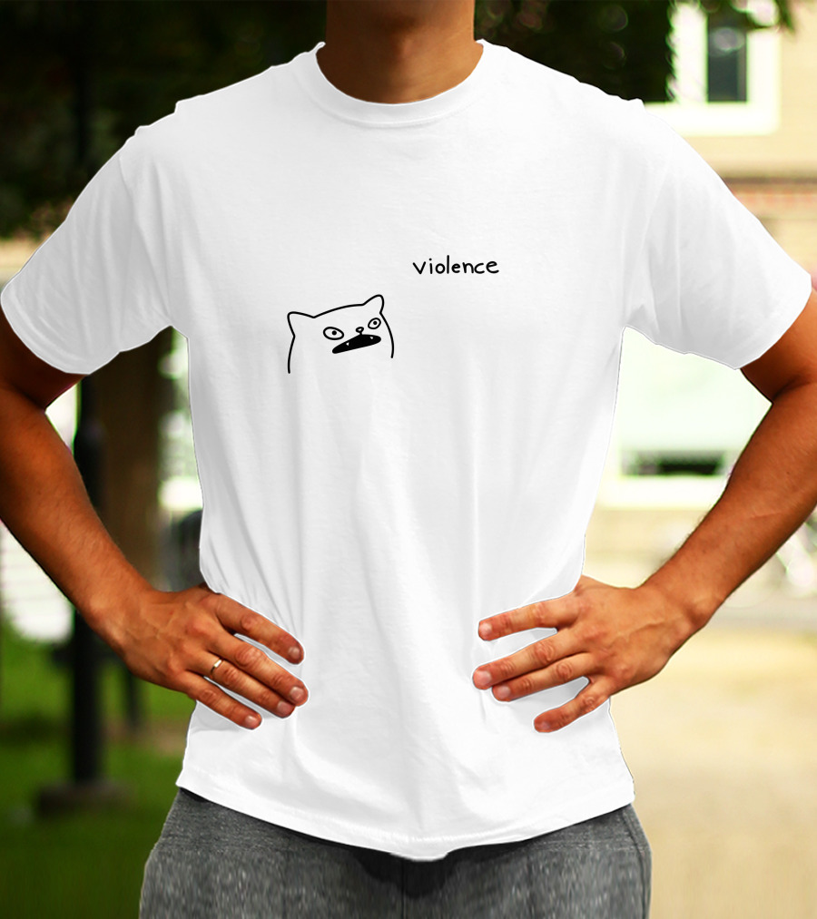 Portlandsbatman Poorlycatdraw Violence Cat T-Shirt