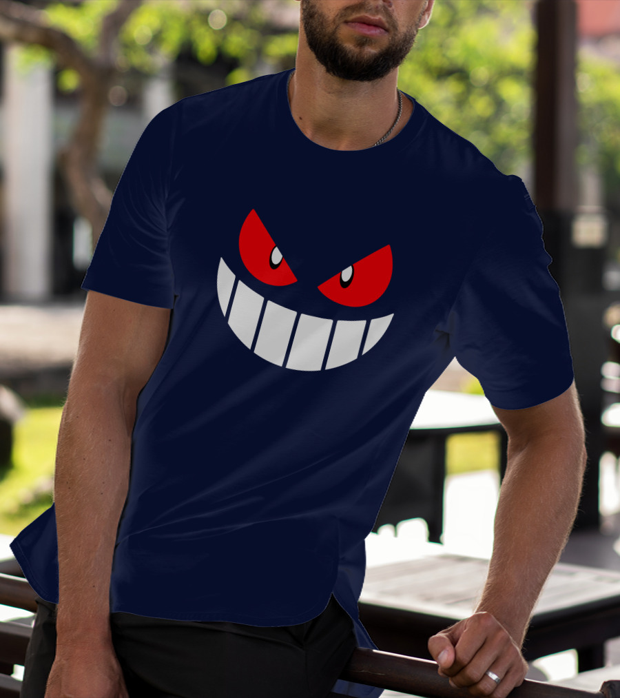 Gengar Pokemon Eyes Grinning Face Red Eyes White Teeth T-Shirt