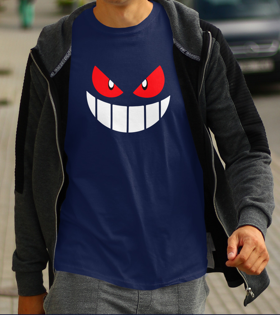 Gengar Pokemon Eyes Grinning Face Red Eyes White Teeth T-Shirt