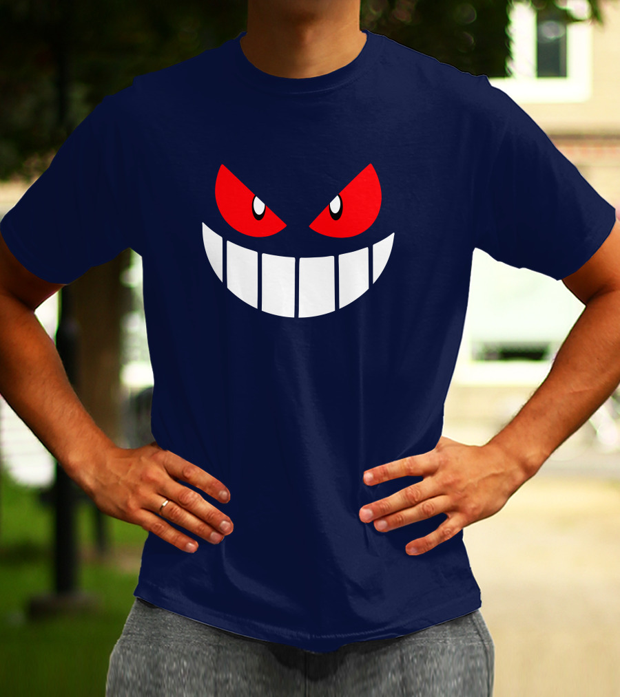 Gengar Pokemon Eyes Grinning Face Red Eyes White Teeth T-Shirt