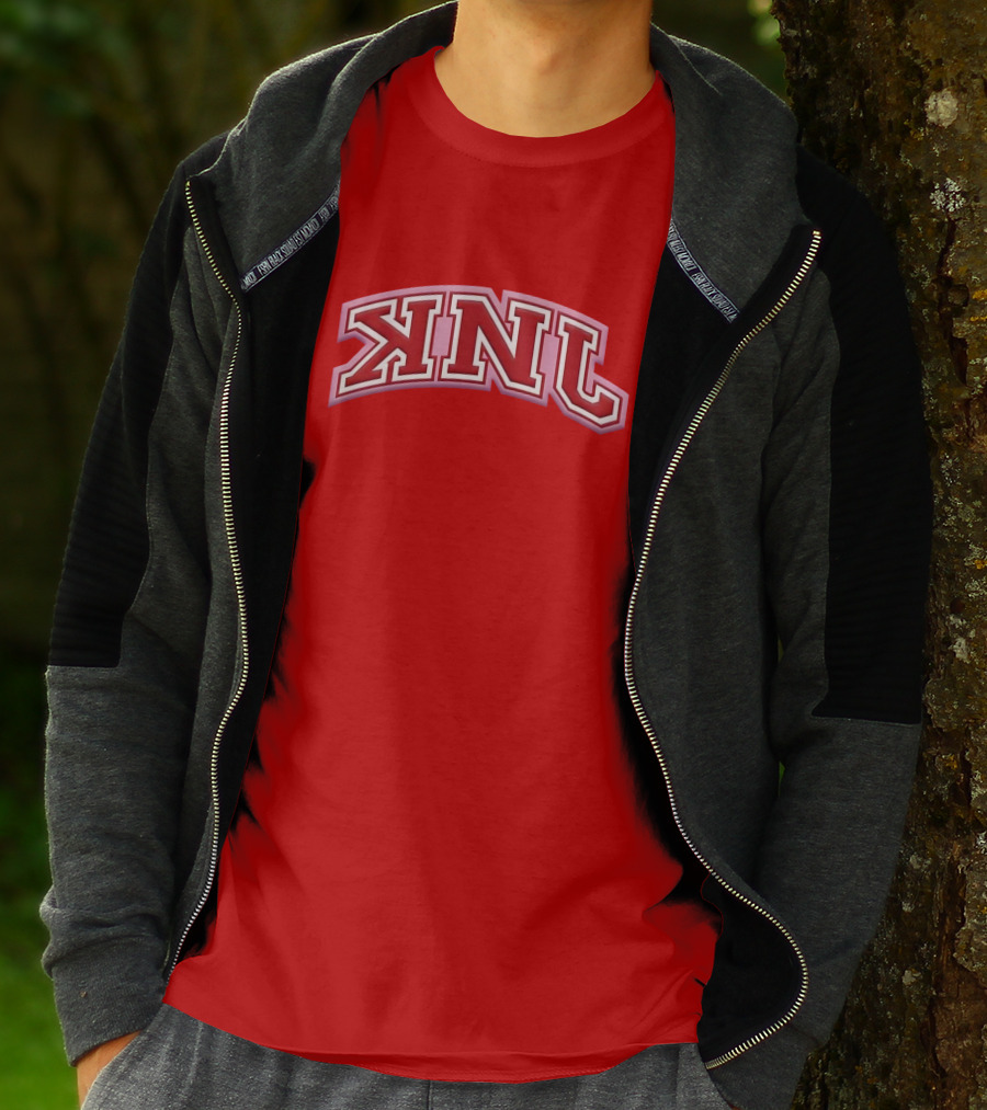 KNJ Merch Collegiate Garnet KNL Arched Text T-Shirt