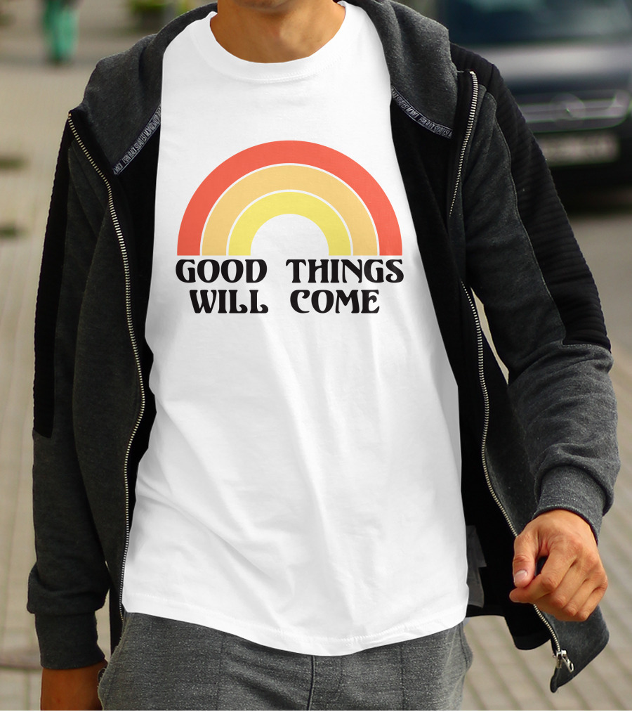 Good Things Will Come Retro Rainbow Frivvi Posting T-Shirt