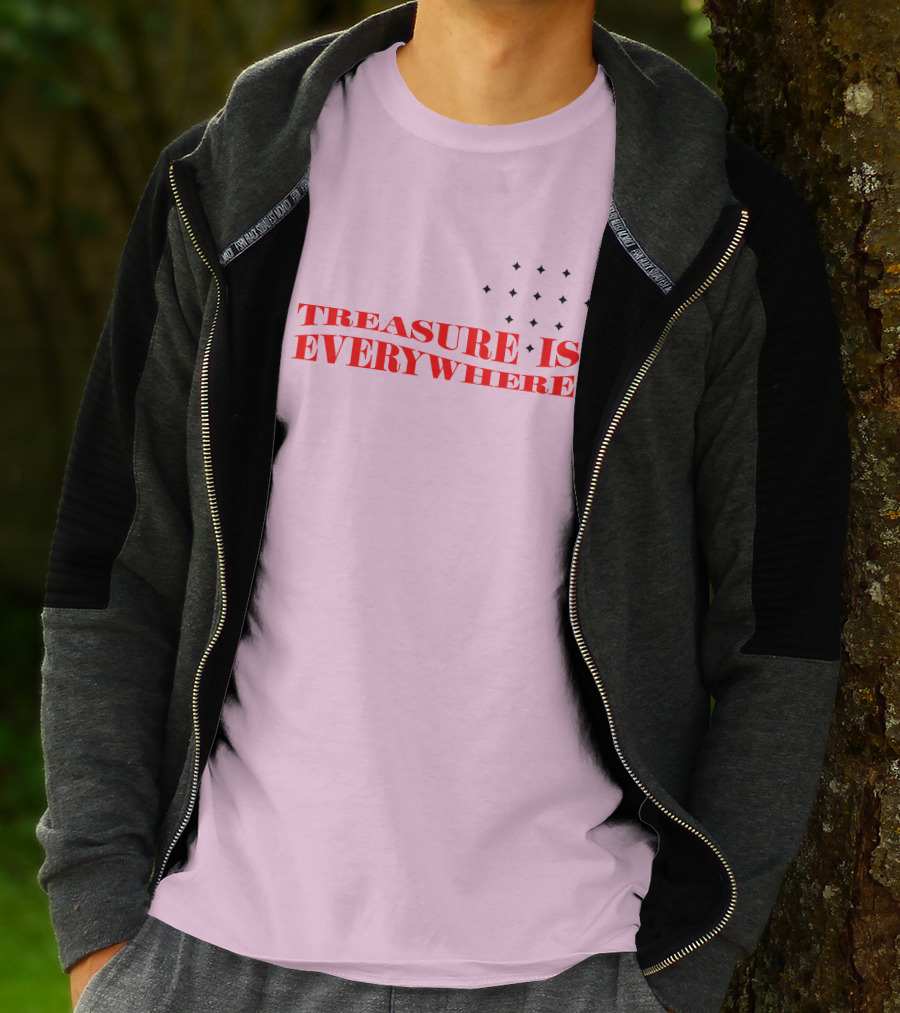 Junkyu Treasure Is Everywhere Pink And Red Text With Stars T-Shirt