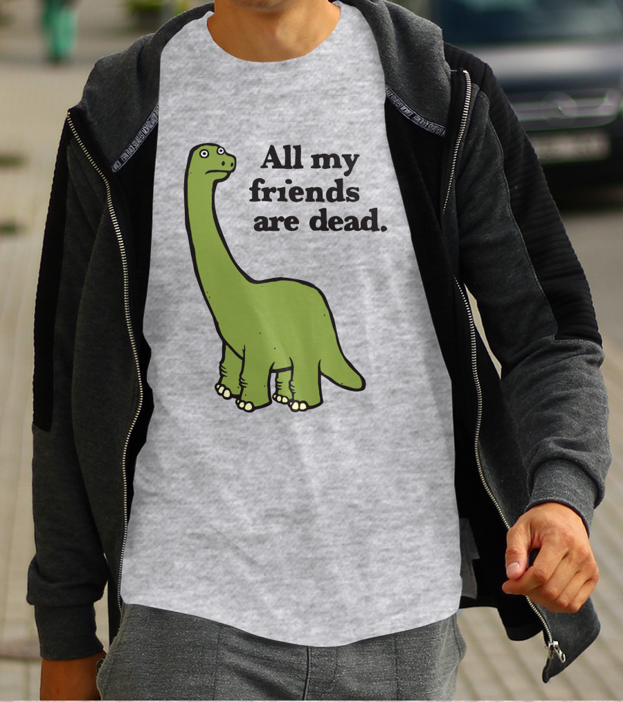 All My Friends Are Dead Dinosaur Gofroles Ripple Junction T-Shirt