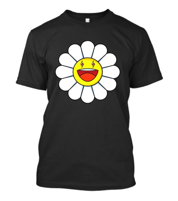J Balvin Merch Blanco Large Flower Smiley Face With Lightning Eyes T-Shirt