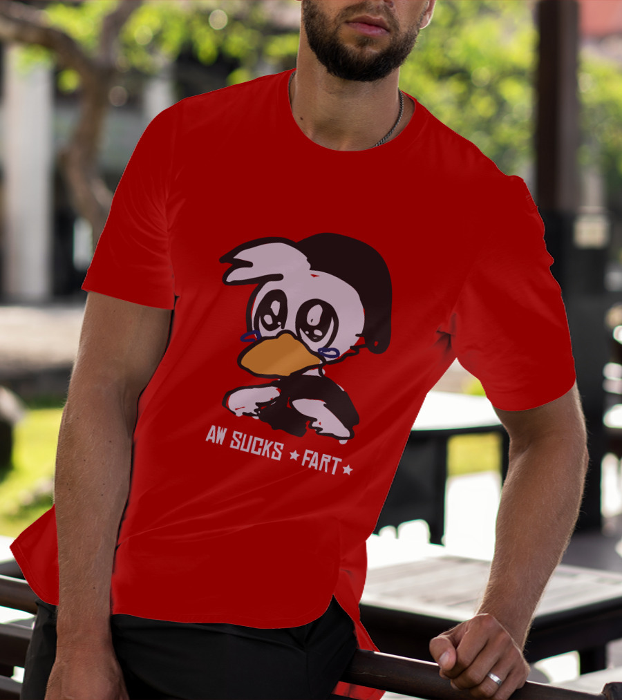 Aw Sucks Fart Crying Duck Cartoon T-Shirt