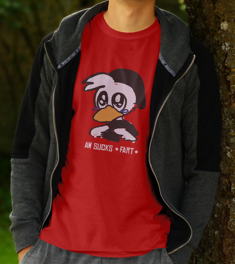 Aw Sucks Fart Crying Duck Cartoon T-Shirt