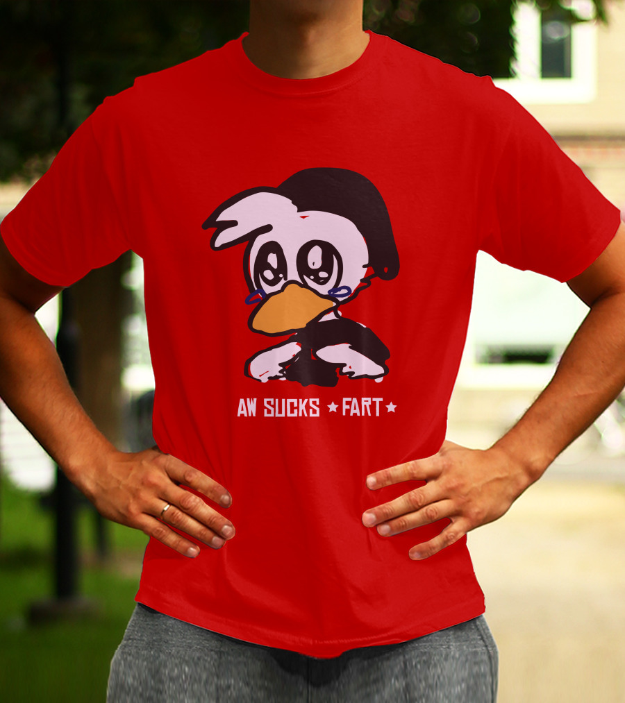 Aw Sucks Fart Crying Duck Cartoon T-Shirt