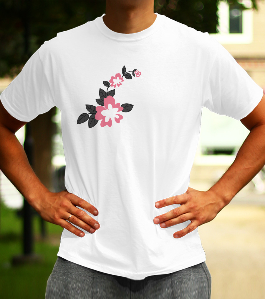 Jonaabug Marinette Pink And Black Flower T-Shirt