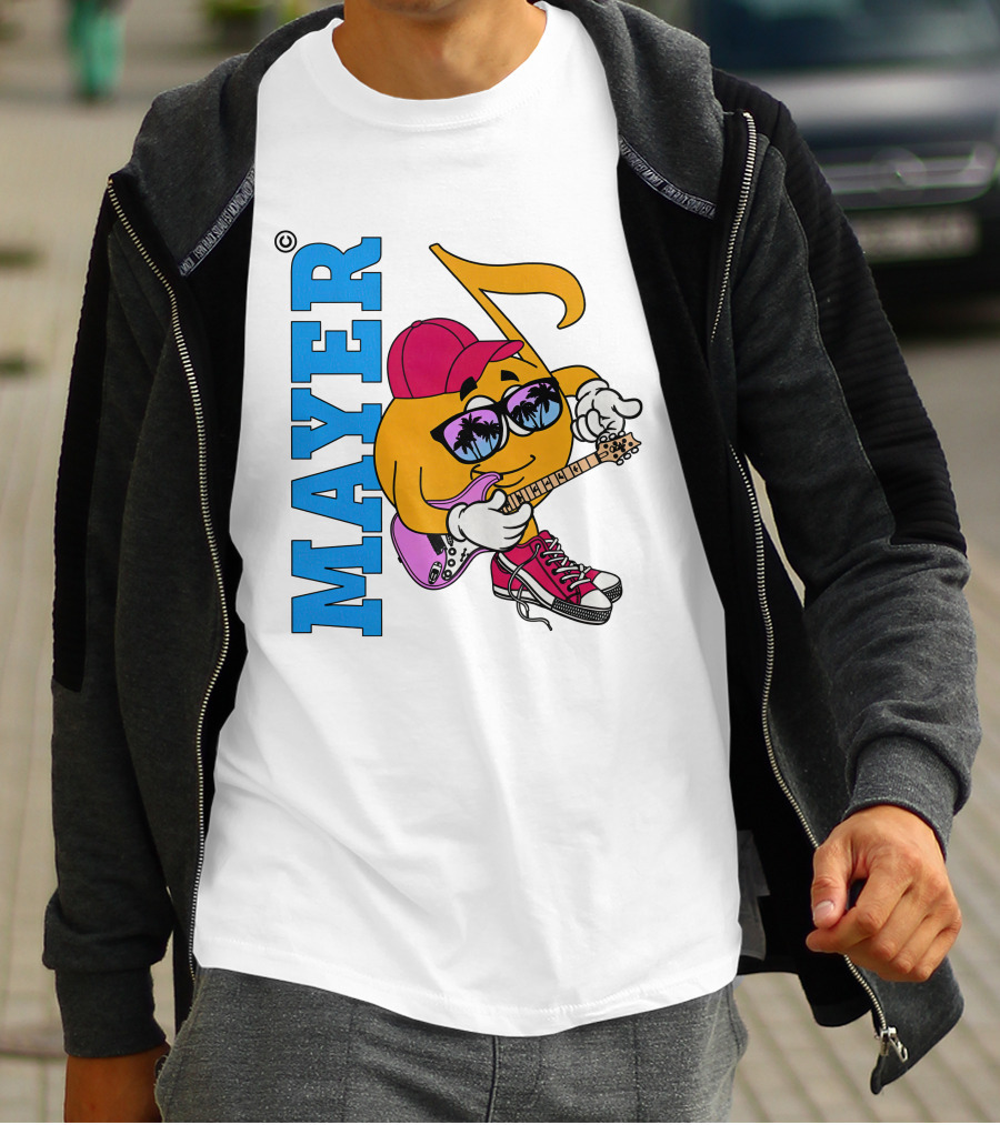 Mayer Sob Rock Merch Music Note Character With Guitar And Sunglasses T-Shirt