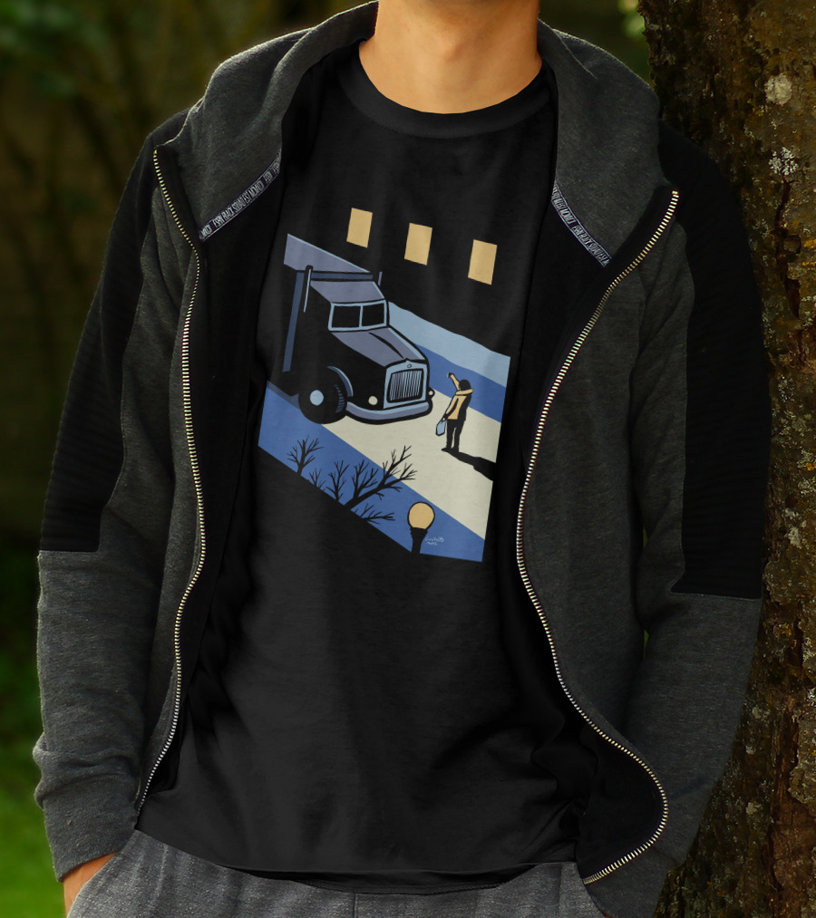 Marika Morris Stand Up Thumbs Down Colin White Truck Night Scene T-Shirt